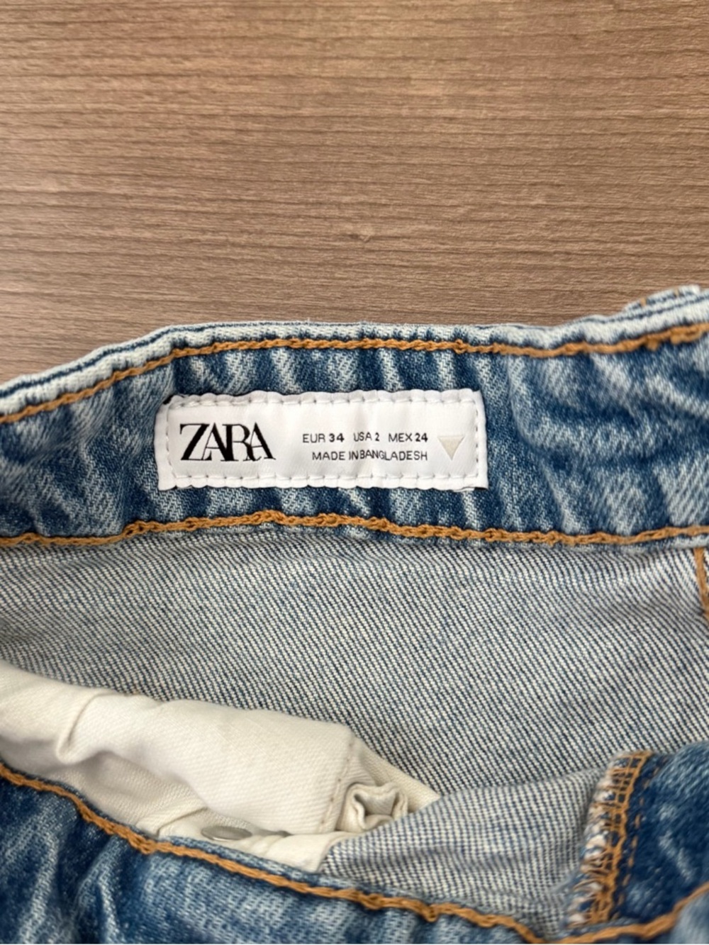 Zara Women's High Waist Cuffed Denim Shorts Medium Light Wash Size 2 - Picture 5 of 9